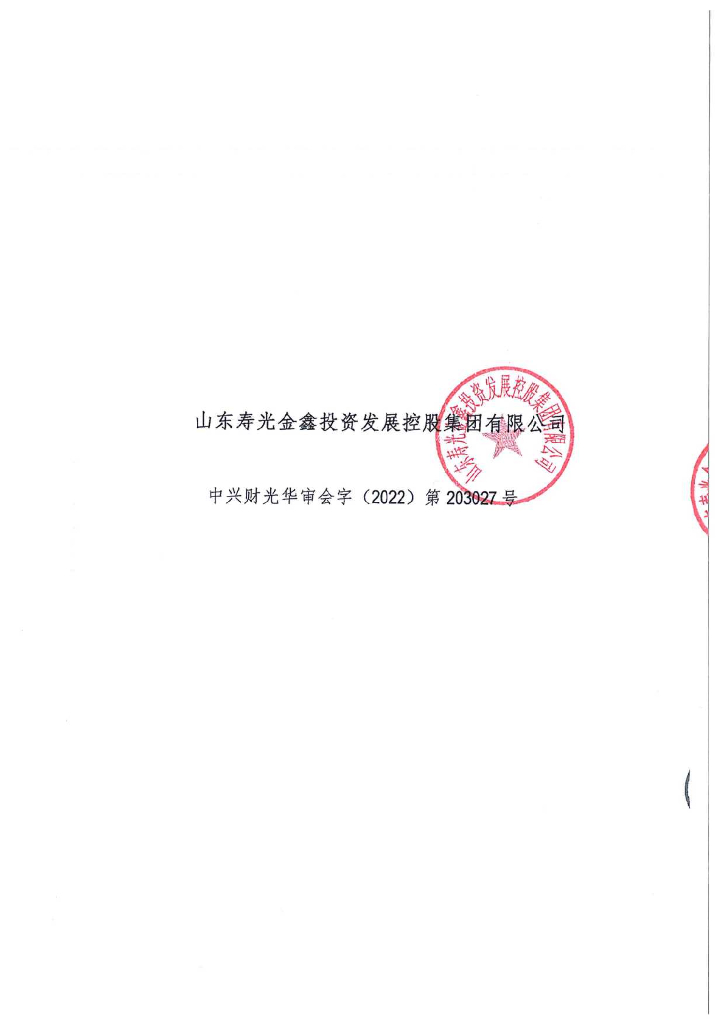 山东寿光金鑫投资发展控股集团有限公司2021年度经审计的合并及母公司财务报告