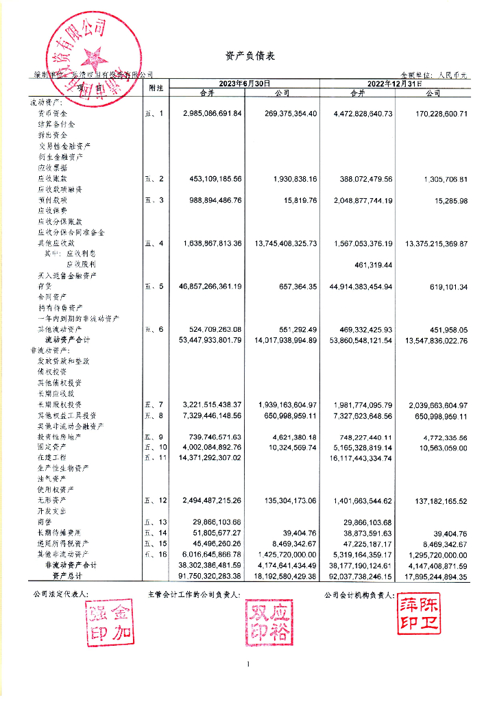 乐清市国有投资有限公司公司债券2023年半年度财务报告及附注
