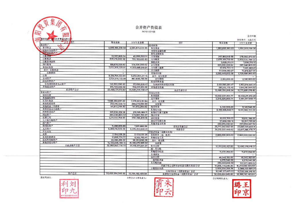 南阳投资集团有限公司2023年半年度财务报表