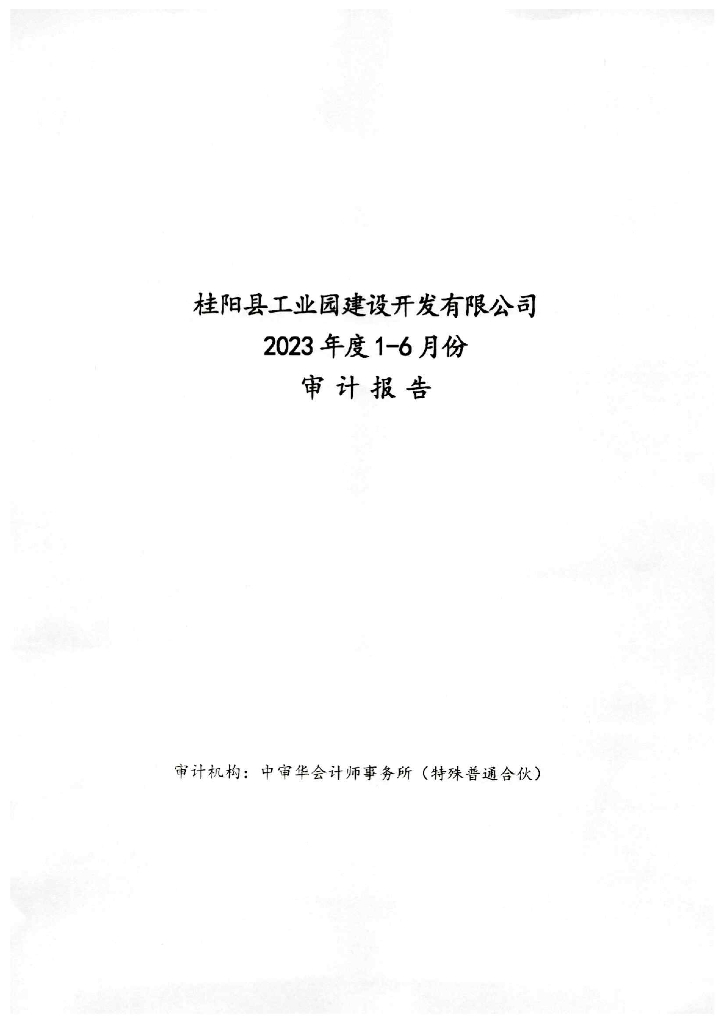 桂阳县工业园建设开发有限公司2023年中期财务报告及附注
