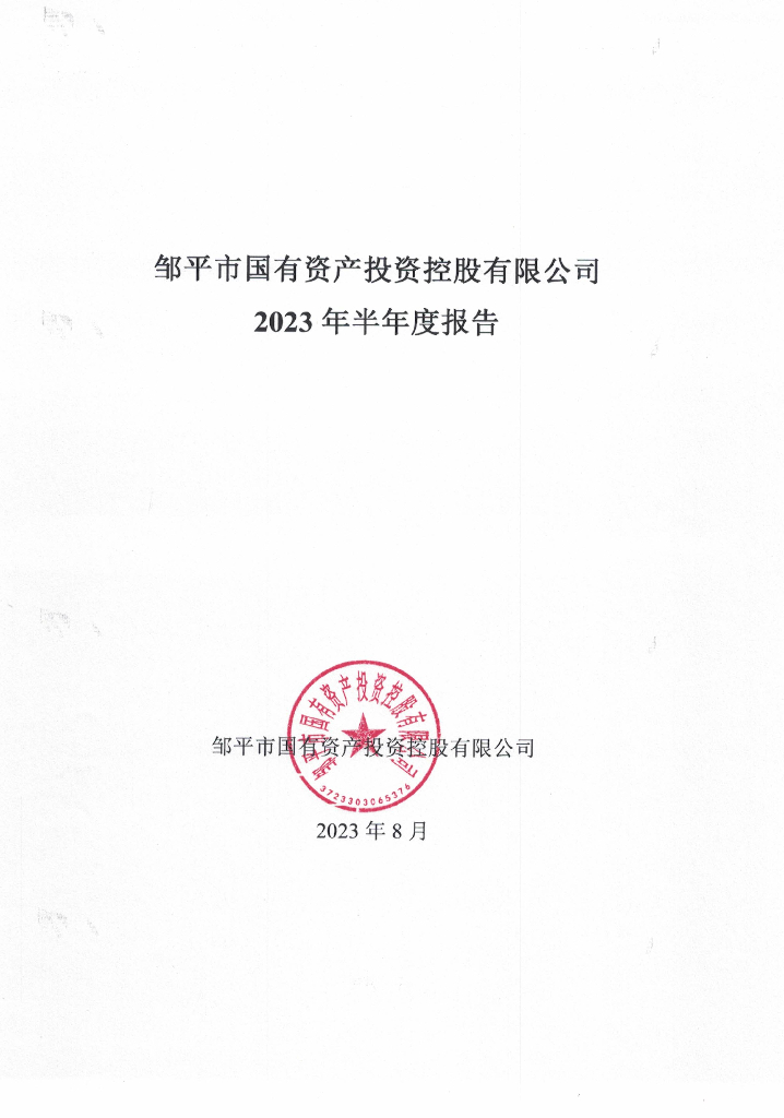 邹平市国有资产投资控股有限公司2023年半年度报告