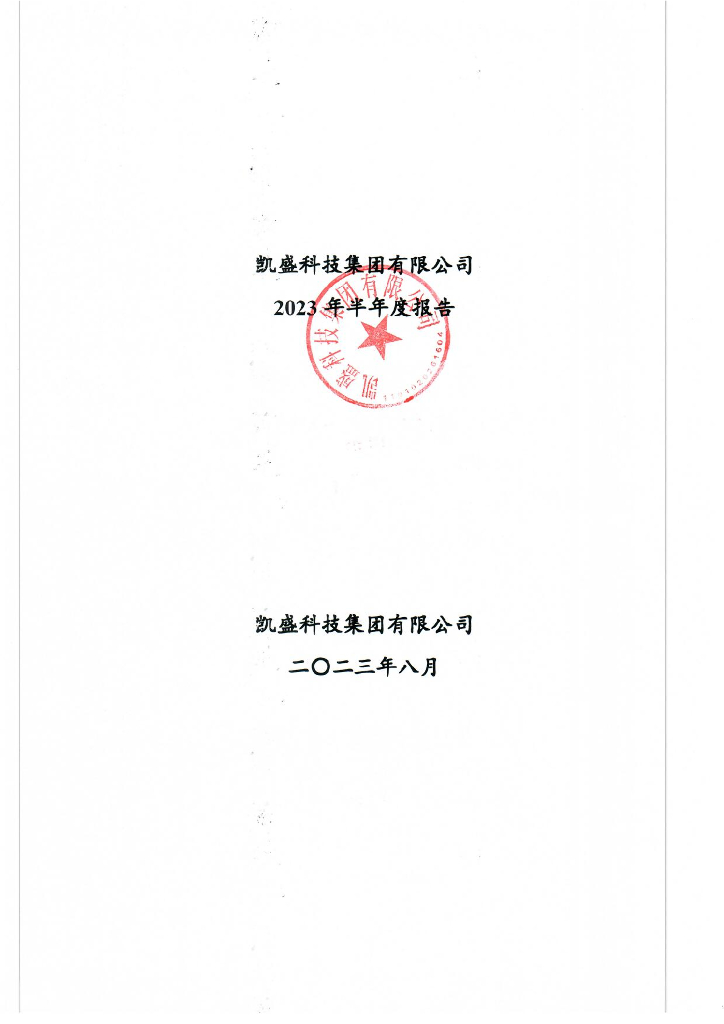 凯盛科技集团有限公司2023年半年度报告