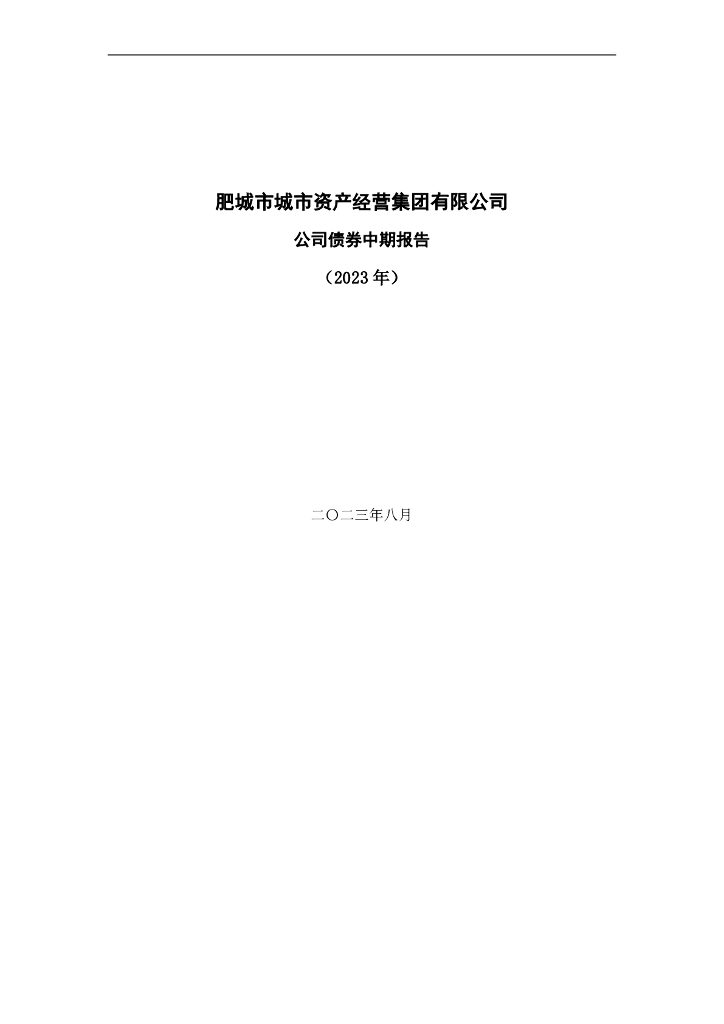 肥城市城市资产经营集团有限公司公司债券中期报告(2023年)