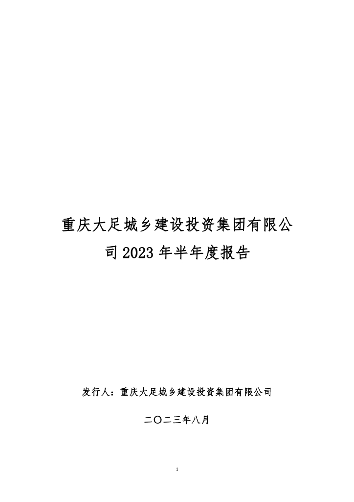 重庆大足城乡建设投资集团有限公司2023年半年度报告