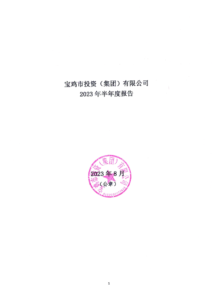 宝鸡市投资(集团)有限公司2023年半年度报告