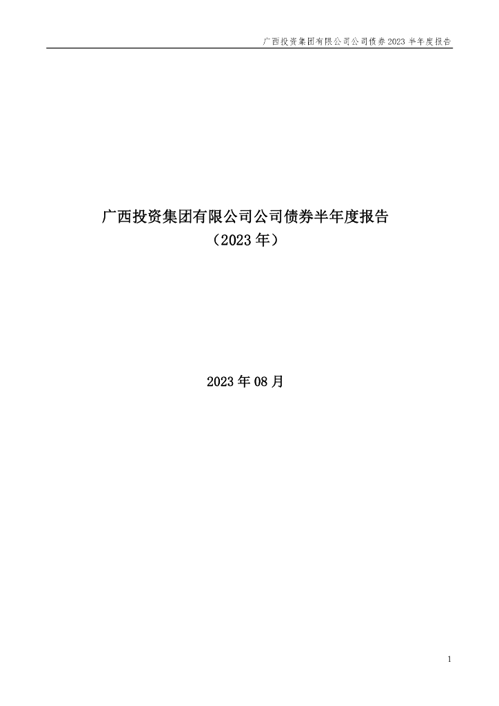 广西投资集团有限公司公司债券2023年半年度报告