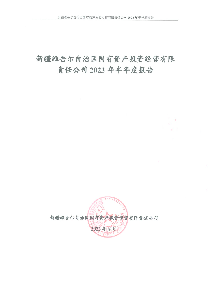 新疆维吾尔自治区国有资产投资经营有限责任公司2023年半年度报告