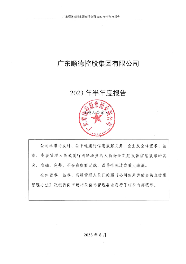 广东顺德控股集团有限公司2023年半年度报告