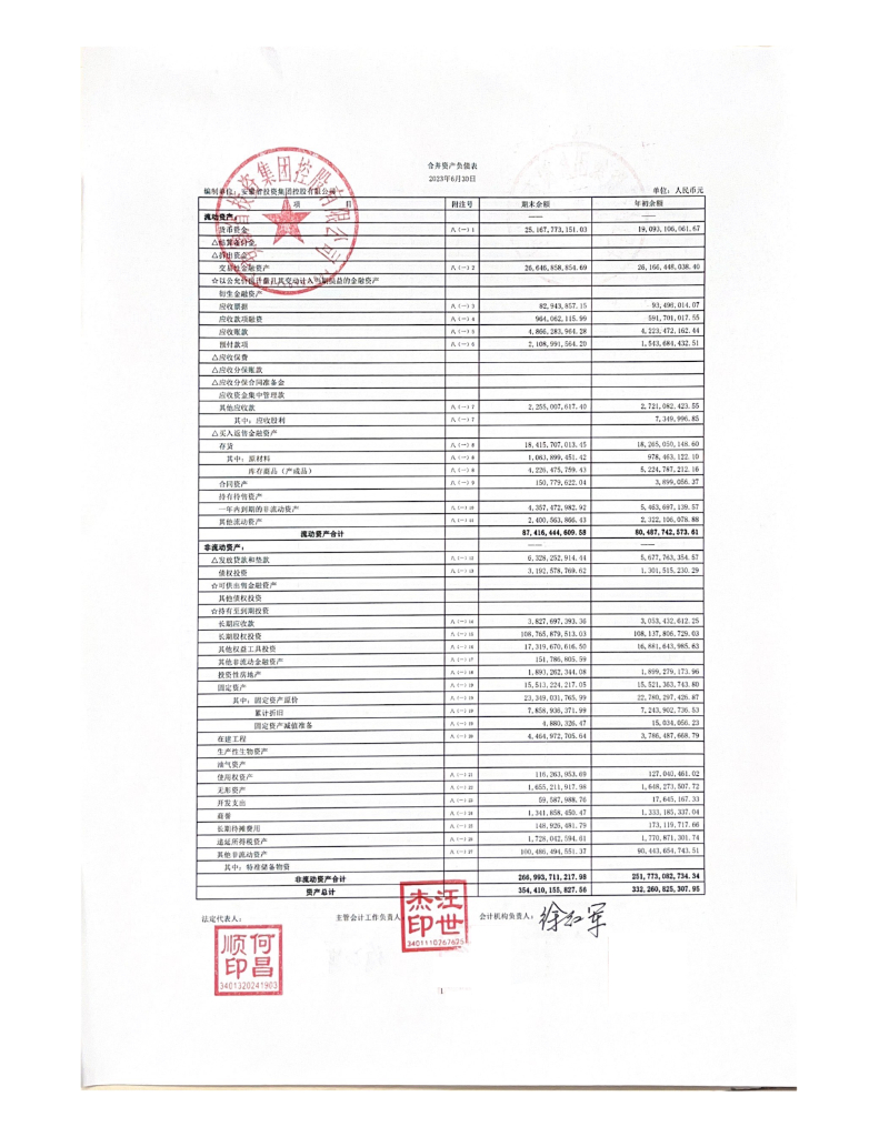 安徽省投资集团控股有限公司2023年半年度财务报表及附注
