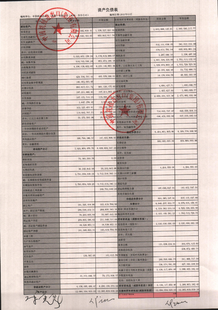 中国机械进出口(集团)有限公司2023年一季度合并及母公司财务报表