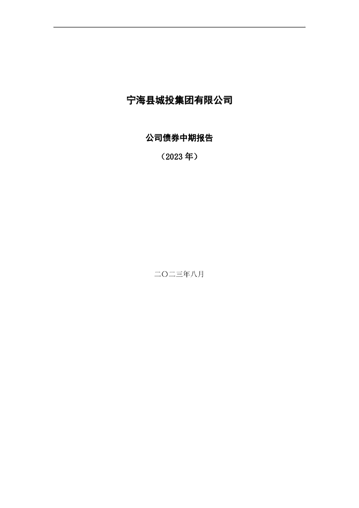 宁海县城投集团有限公司公司债券2023年中期报告