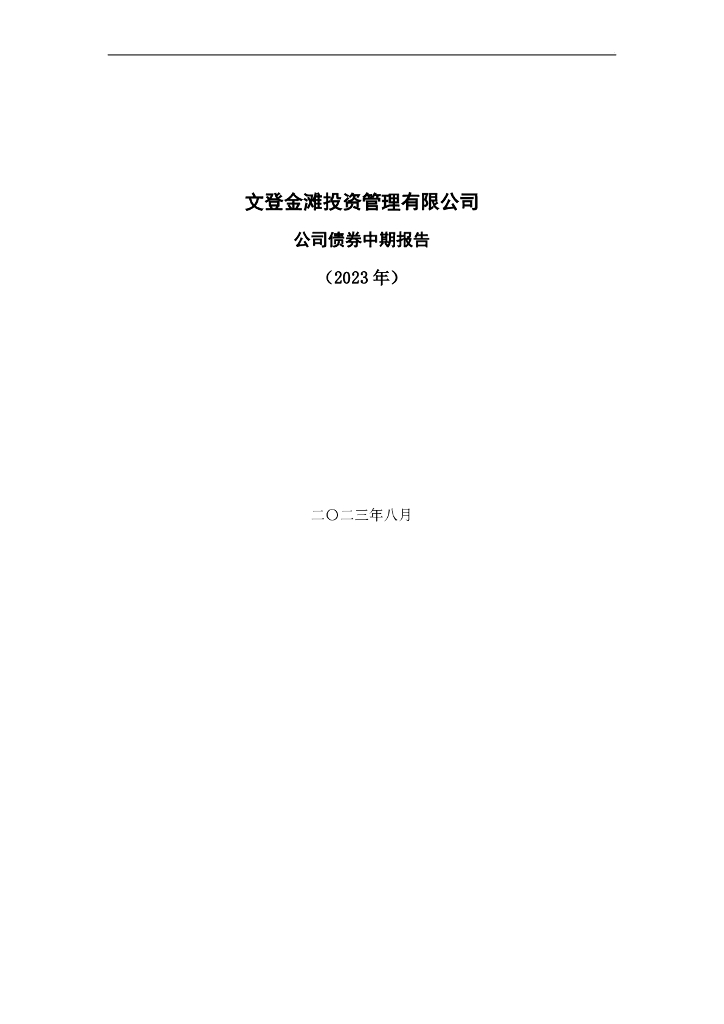 文登金滩投资管理有限公司公司债券中期报告(2023年)