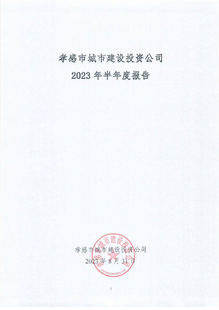 孝感市城市建设投资公司2023年半年度报告