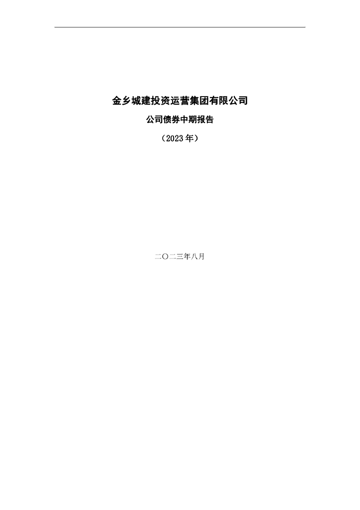 金乡城建投资运营集团有限公司公司债券中期报告(2023年)