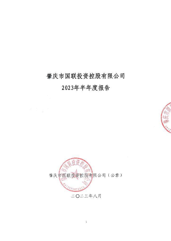 肇庆市国联投资控股有限公司2023年半年度报告