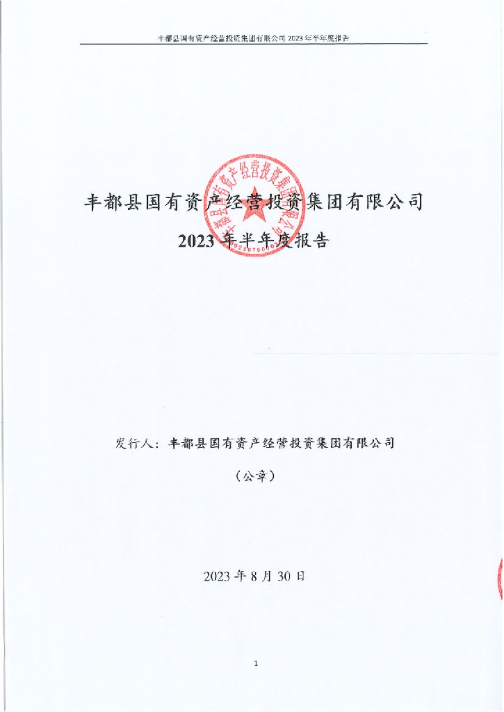丰都县国有资产经营投资集团有限公司2023年半年度报告