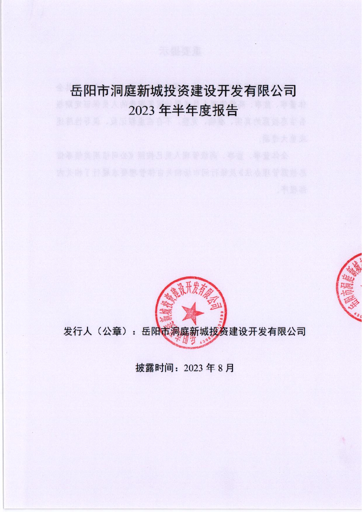 岳阳市洞庭新城投资建设开发有限公司2023年半年度报告