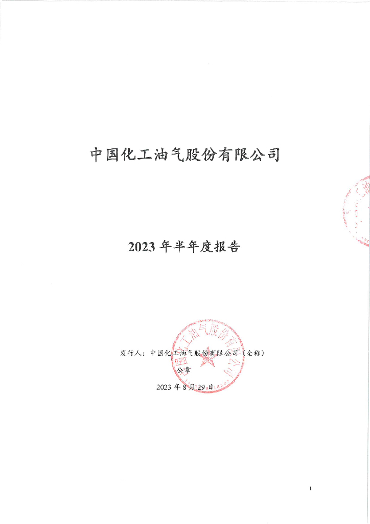 中国化工油气股份有限公司2023年度半年报
