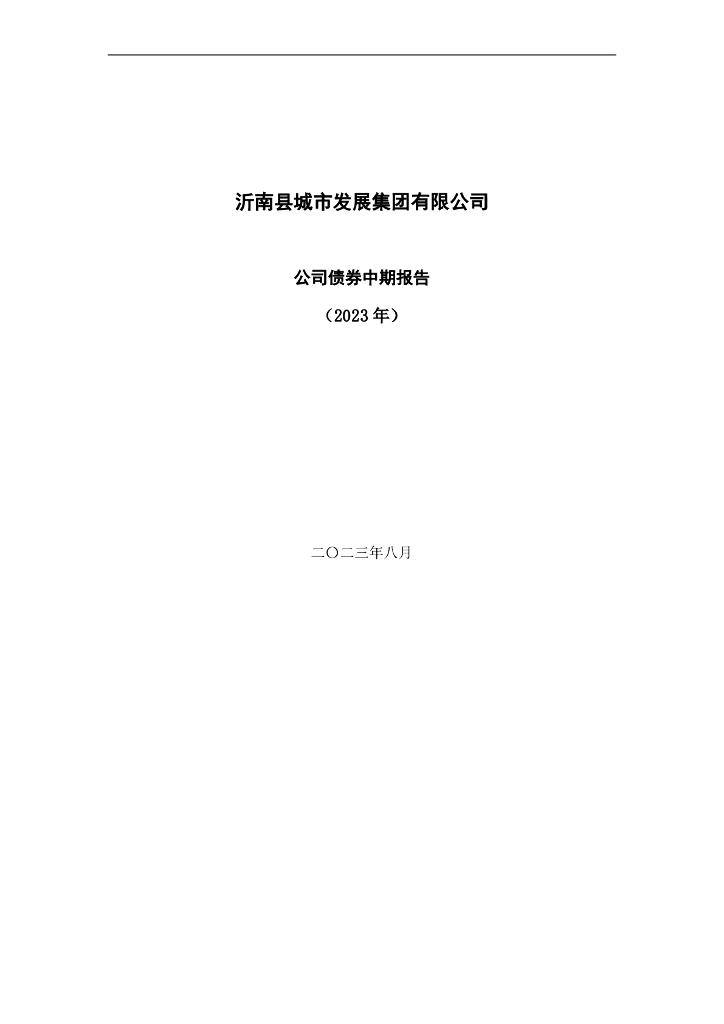 沂南县城市发展集团有限公司公司债券2023年中期报告