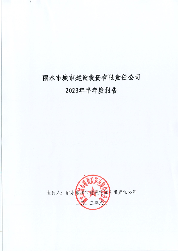 丽水市城市建设投资有限责任公司2023年半年度报告