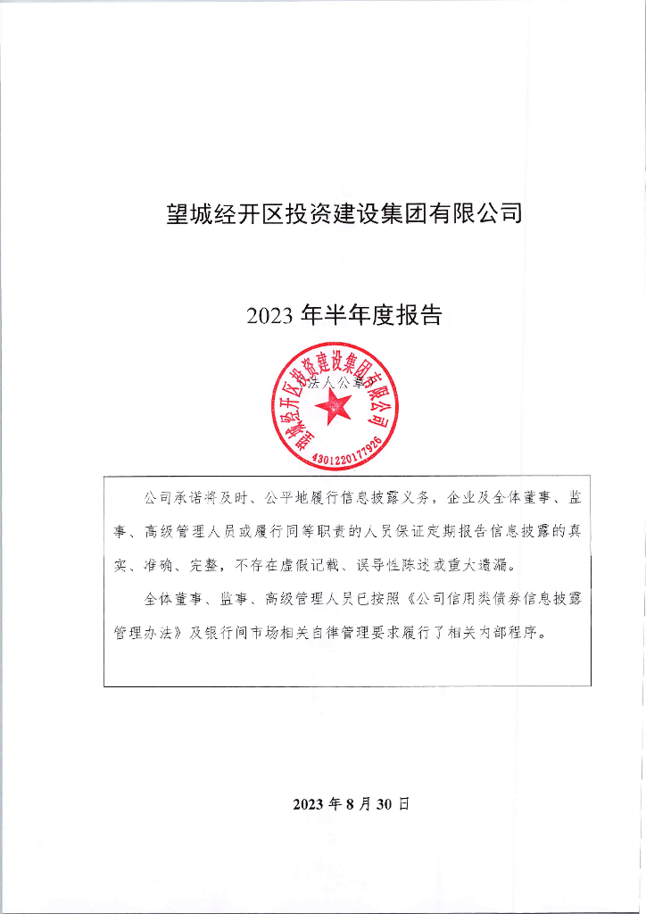望城经开区投资建设集团有限公司2023年半年度报告