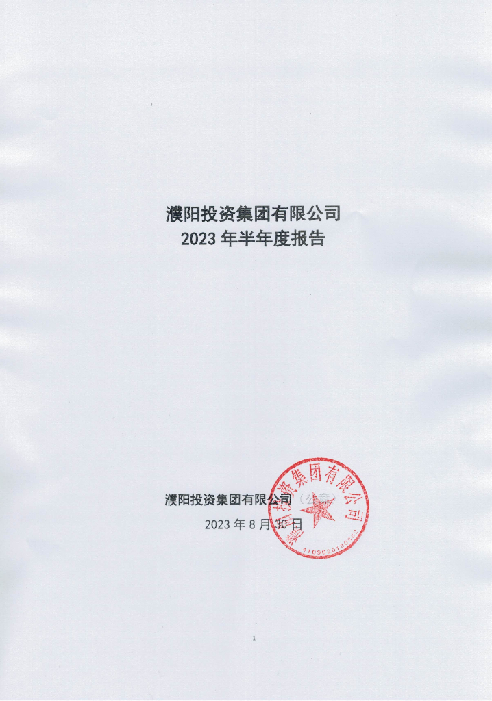 濮阳投资集团有限公司2023年半年度报告