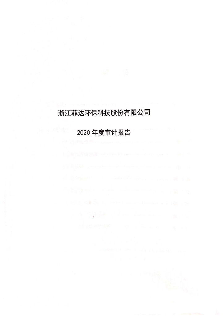 浙江菲达环保科技股份有限公司2020年度经审计的合并及母公司财务报告
