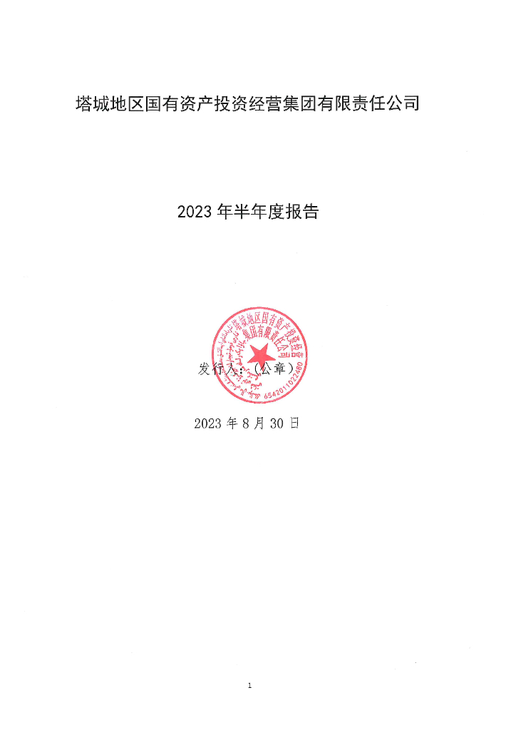 塔城地区国有资产投资经营集团有限责任公司2023年半年度报告