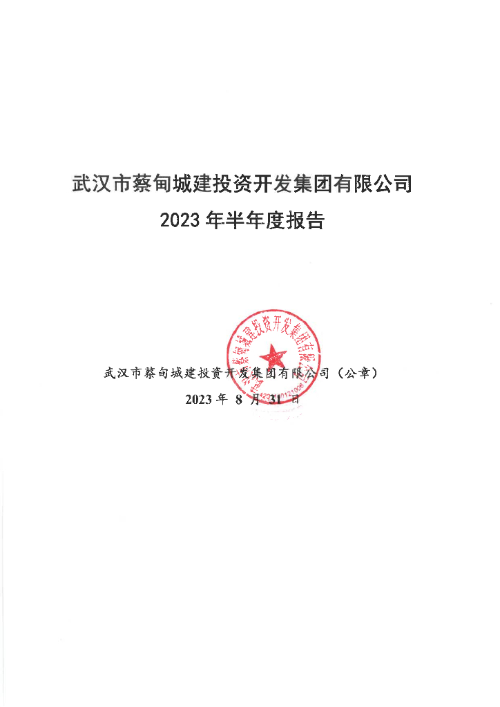 武汉市蔡甸城建投资开发集团有限公司2023年半年度报告