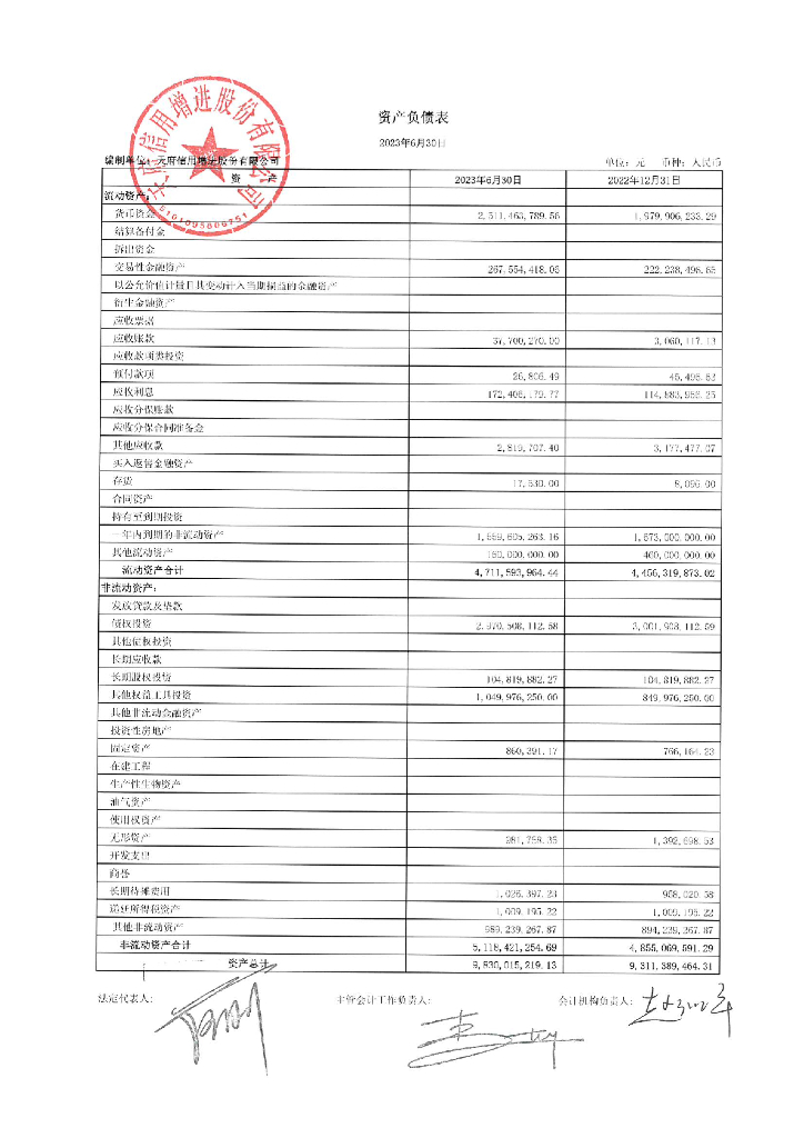 天府信用增进股份有限公司2023年半年度财务报表