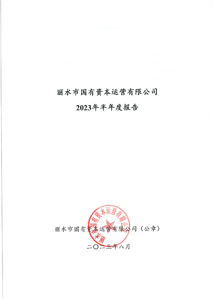 丽水市国有资本运营有限公司2023年半年度报告