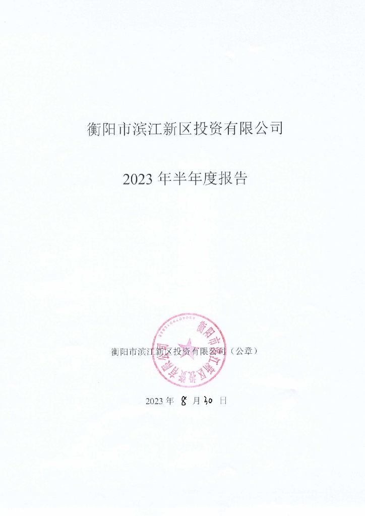 衡阳市滨江新区投资有限公司2023年半年度报告
