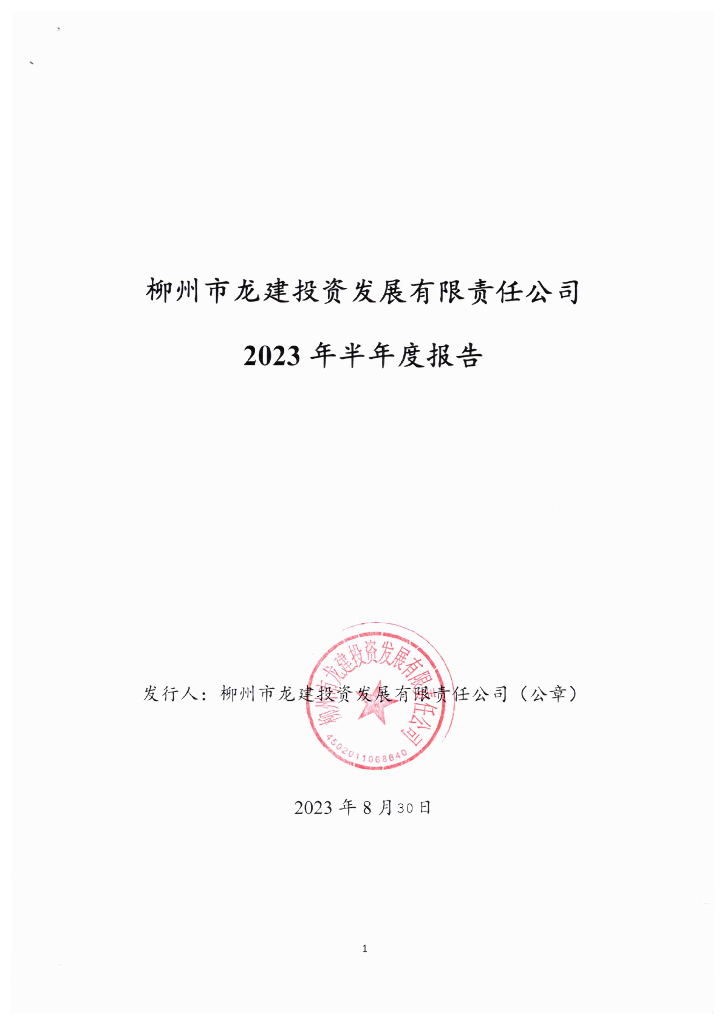 柳州市龙建投资发展有限责任公司2023年半年度报告