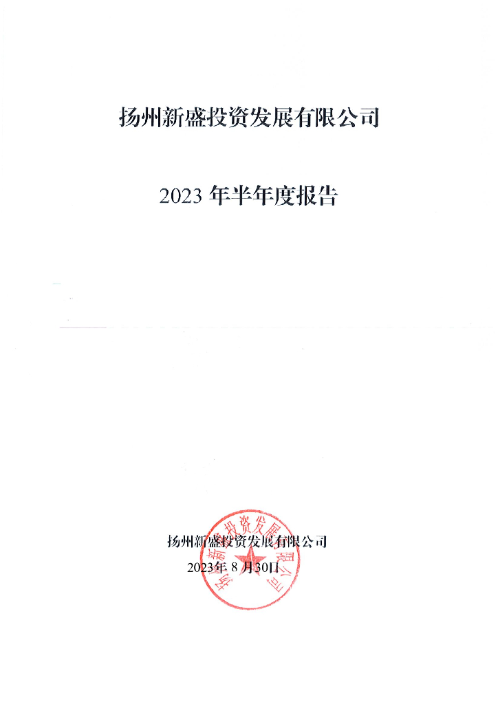 扬州新盛投资发展有限公司2023年半年度报告