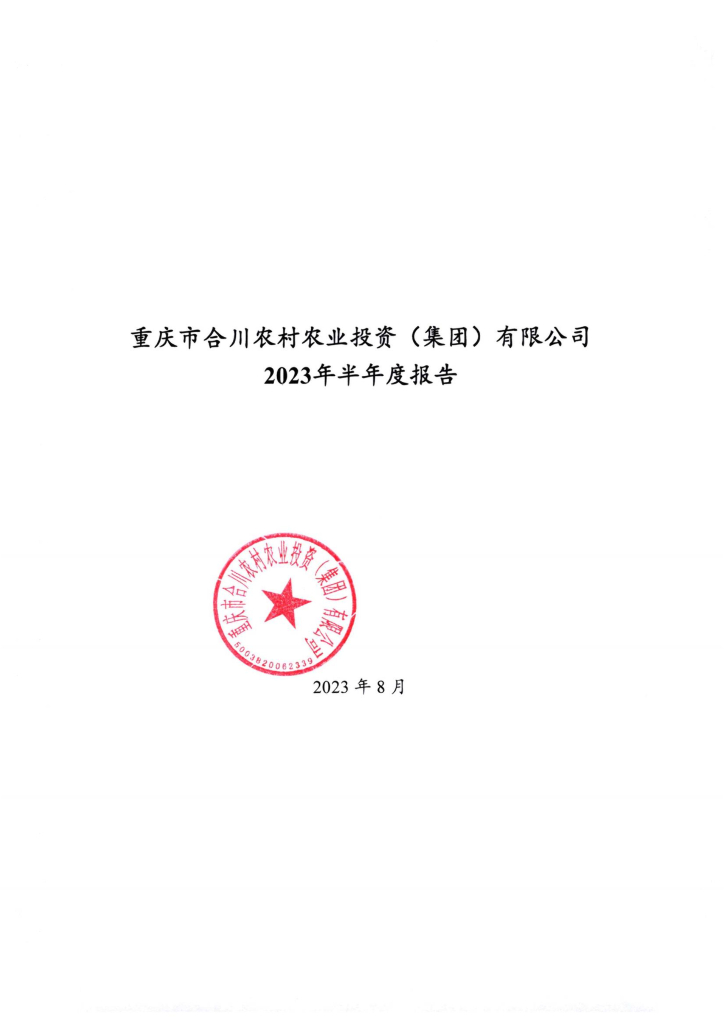 重庆市合川农村农业投资(集团)有限公司2023年半年度报告