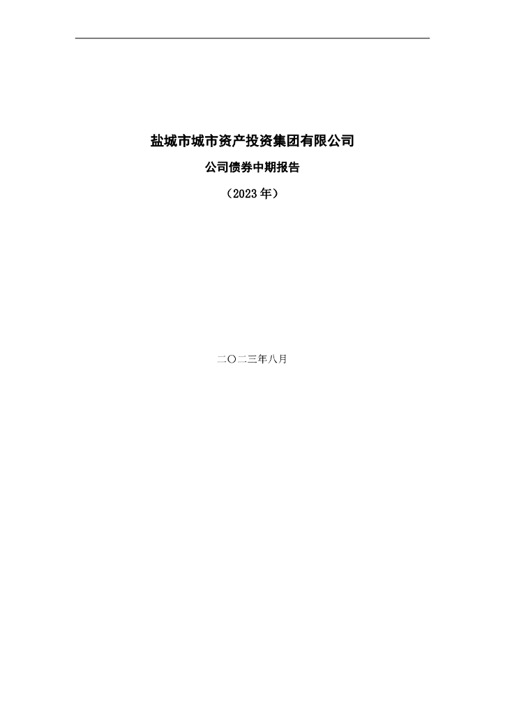 盐城市城市资产投资集团有限公司2023年公司债券中期报告
