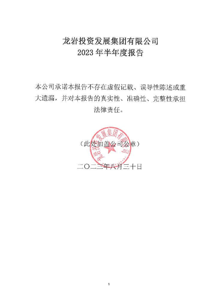 龙岩投资发展集团有限公司2023年半年度报告