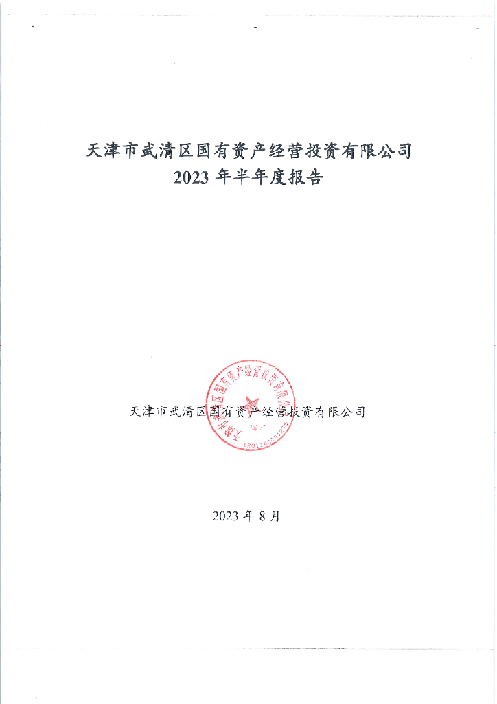 天津市武清区国有资产经营投资有限公司2023年半年度报告