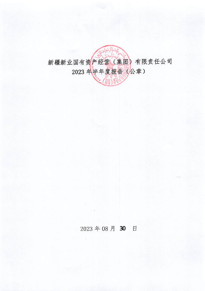 新疆新业国有资产经营(集团)有限责任公司2023年半年度报告