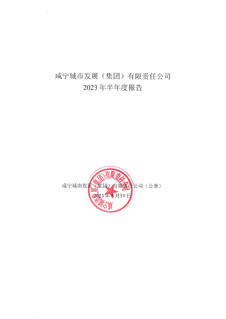 咸宁城市发展(集团)有限责任公司2023年半年度报告