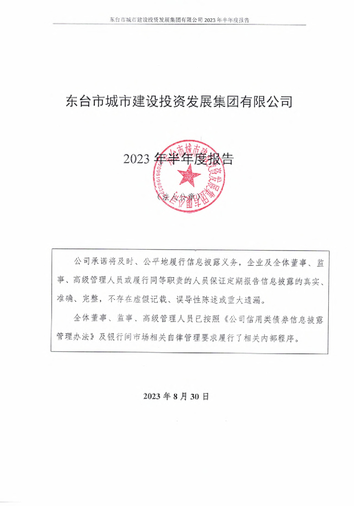 东台市城市建设投资发展集团有限公司2023年半年度报告