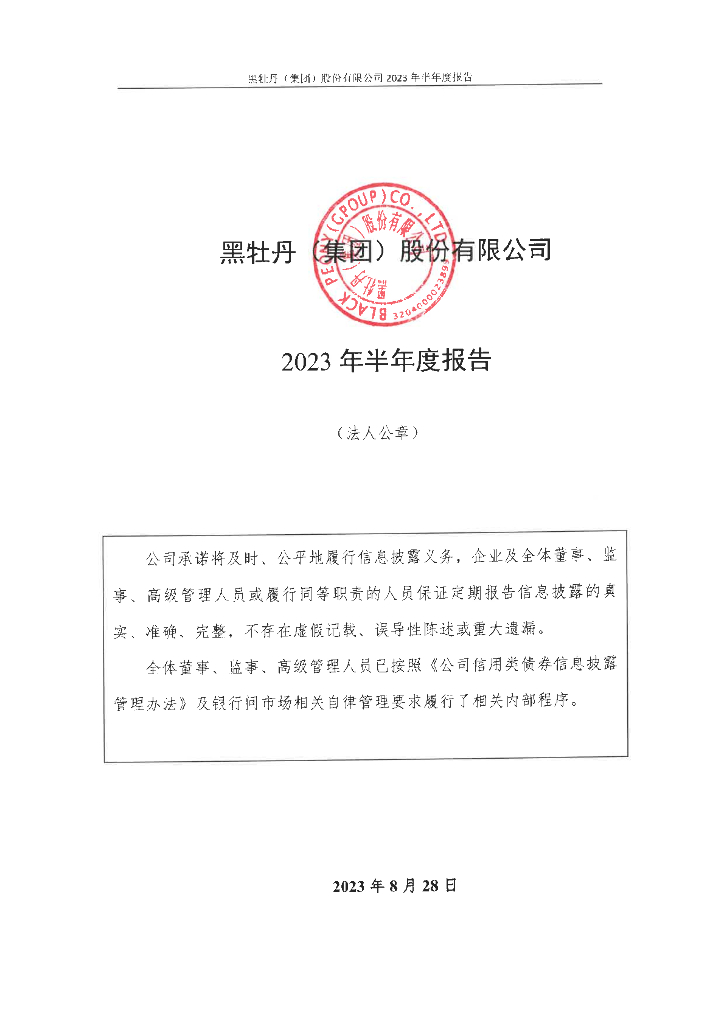 黑牡丹(集团)股份有限公司2023年半年度报告