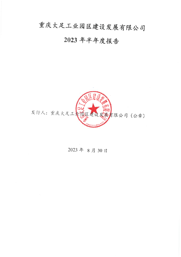 重庆大足工业园区建设发展有限公司2023年半年度报告