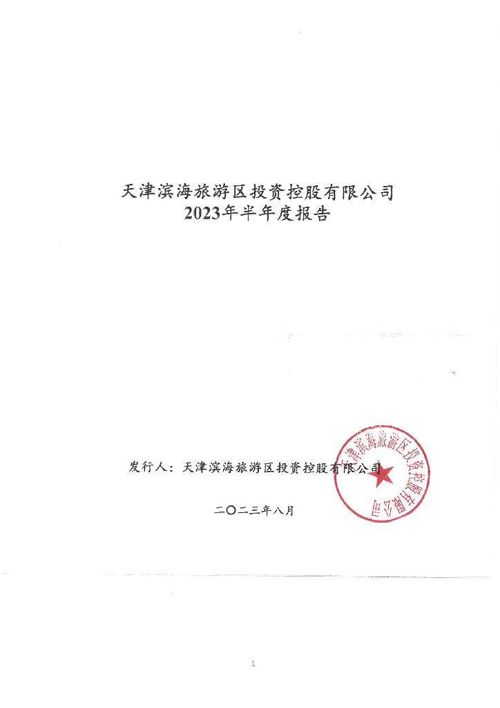 天津滨海旅游区投资控股有限公司2023年半年度报告