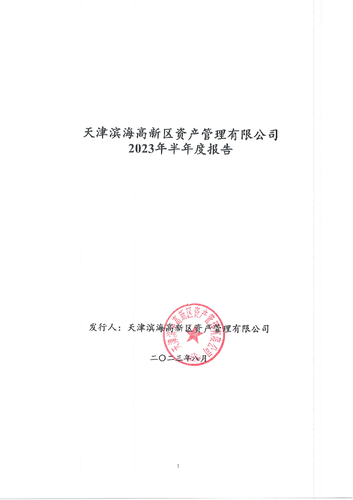 天津滨海高新区资产管理有限公司2023年半年度报告