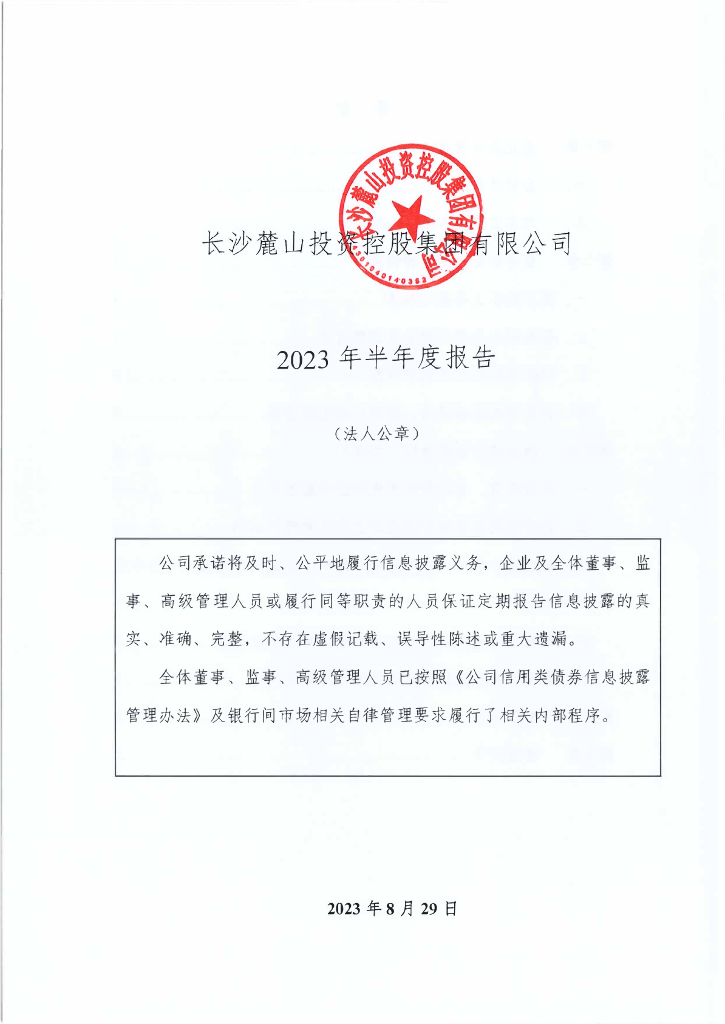长沙麓山投资控股集团有限公司2023年半年度报告