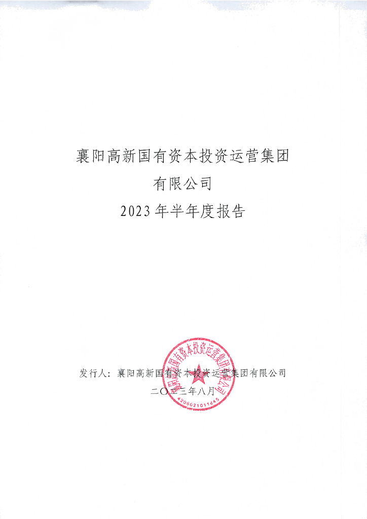 襄阳高新国有资本投资运营集团有限公司2023年半年度报告