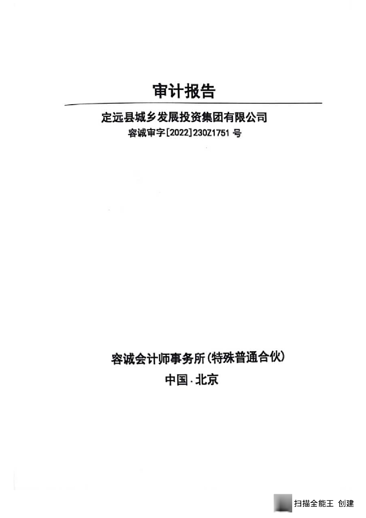 定远县城乡发展投资集团有限公司2021年度审计报告