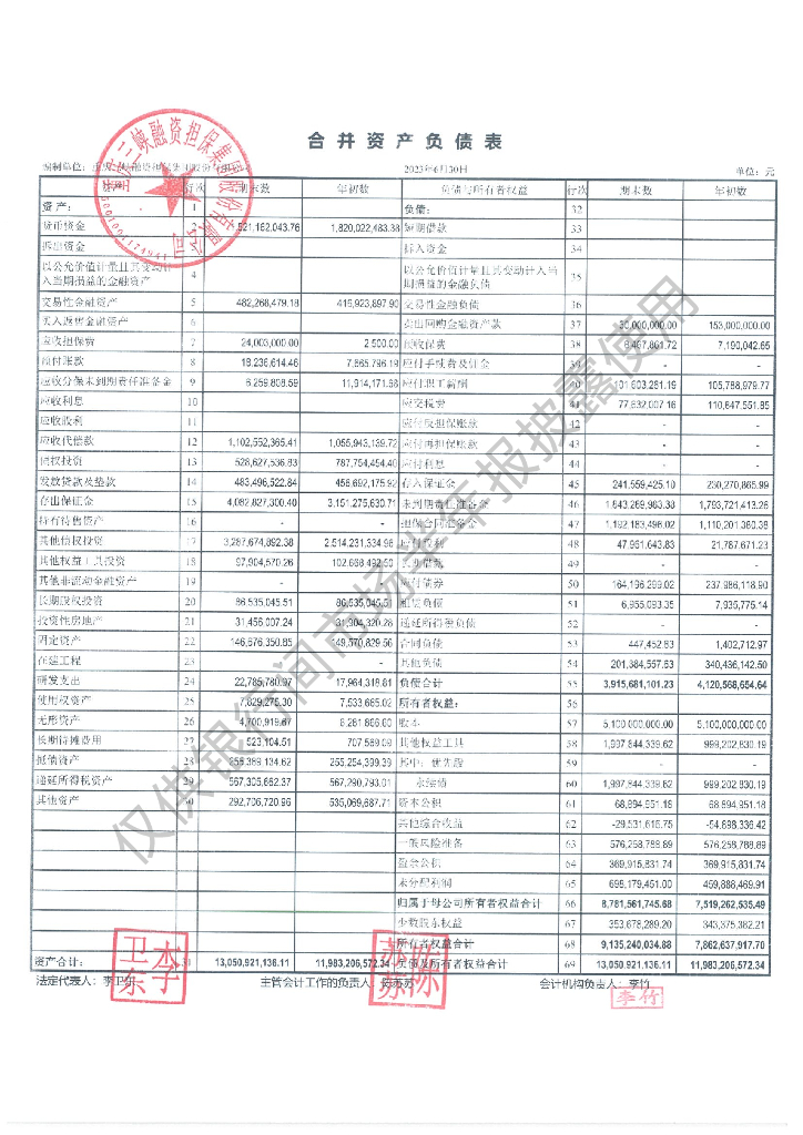 重庆三峡融资担保集团股份有限公司2023年半年度报告