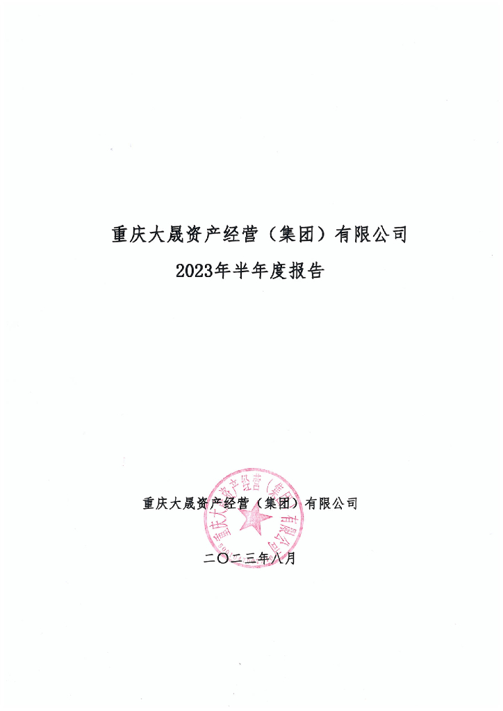 重庆大晟资产经营(集团)有限公司2023年半年度报告